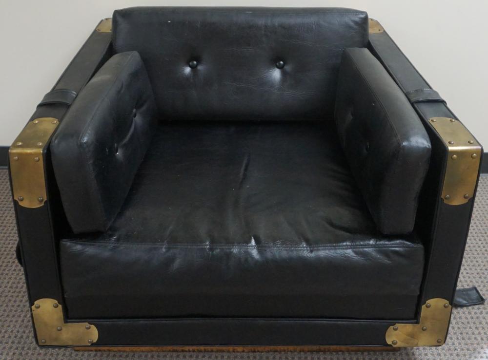 BRASS MOUNTED AND BLACK VINYL UPHOLSTERED 330b94