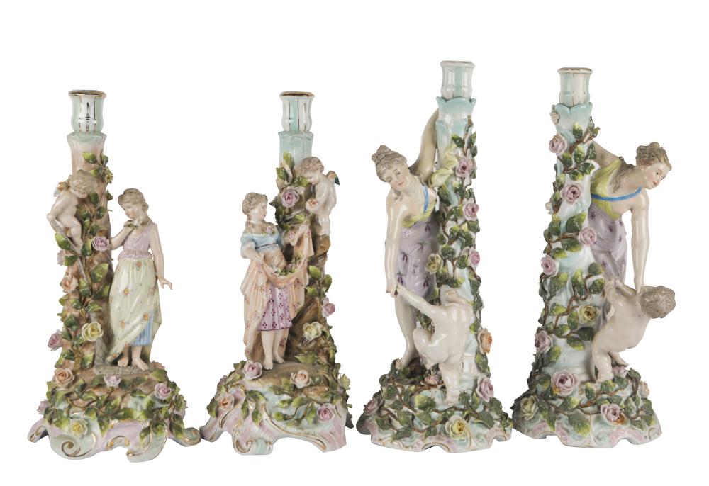 TWO PAIRS OF MEISSEN-STYLE PORCELAIN