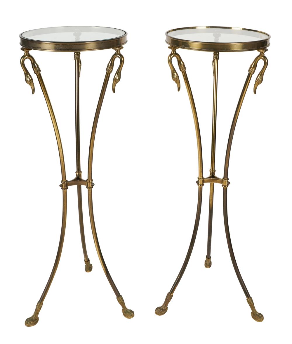 PAIR OF NEOCLASSIC BRASS & GLASS