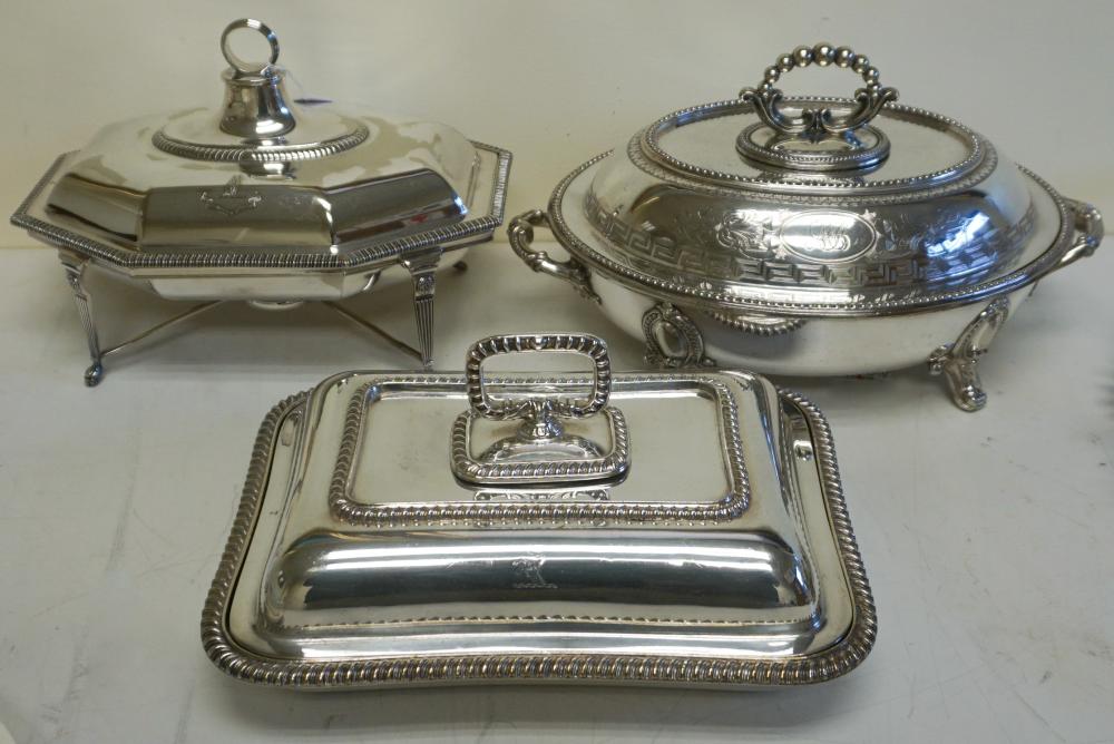 THREE SILVER PLATE WARMING DISHESThree 330c33