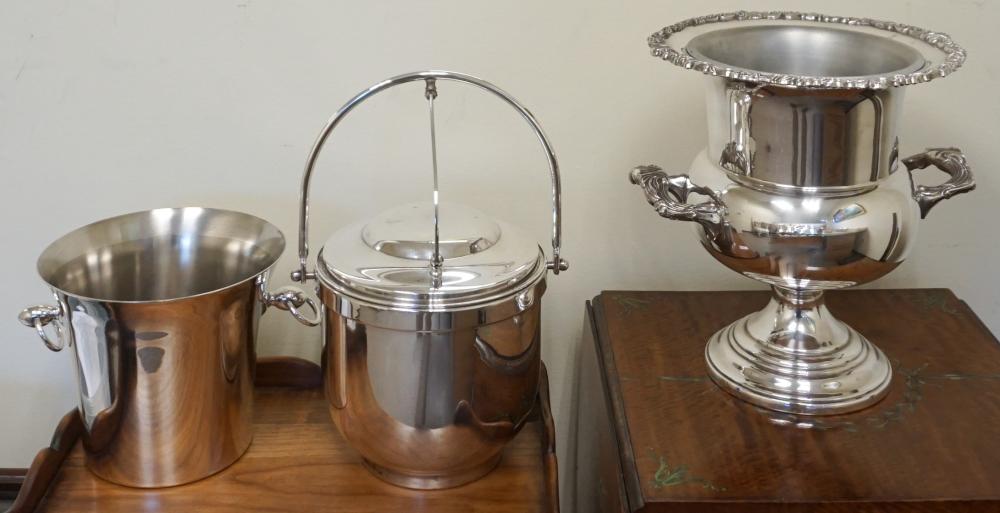 THREE SILVER PLATE ICE BUCKETSThree 330c2c