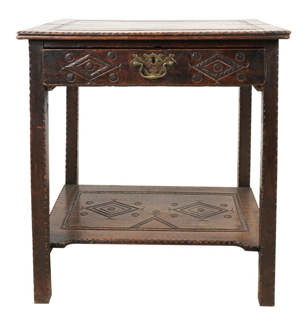 CONTINENTAL CARVED OAK SIDE TABLEwith