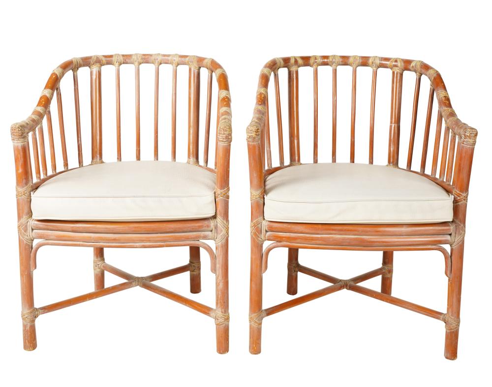 PAIR OF MCGUIRE RED PAINTED RATTAN 330c97