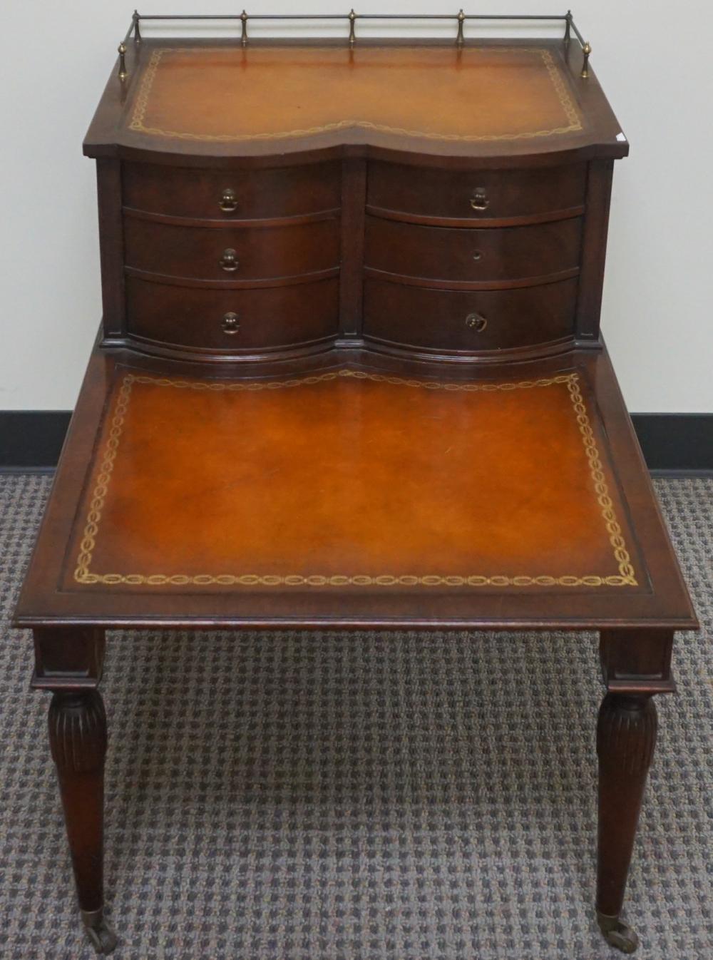 GEORGE III STYLE MAHOGANY AND LEATHER