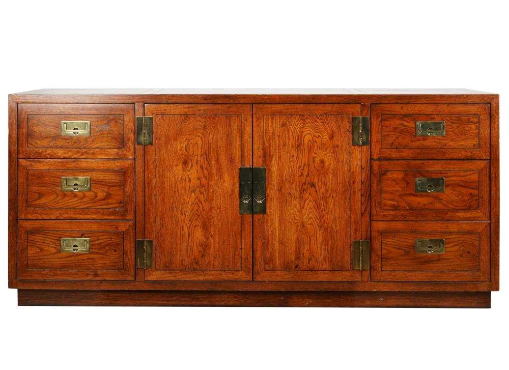 HENREDON CAMPAIGN STYLE SIDE CABINETsigned 330caf