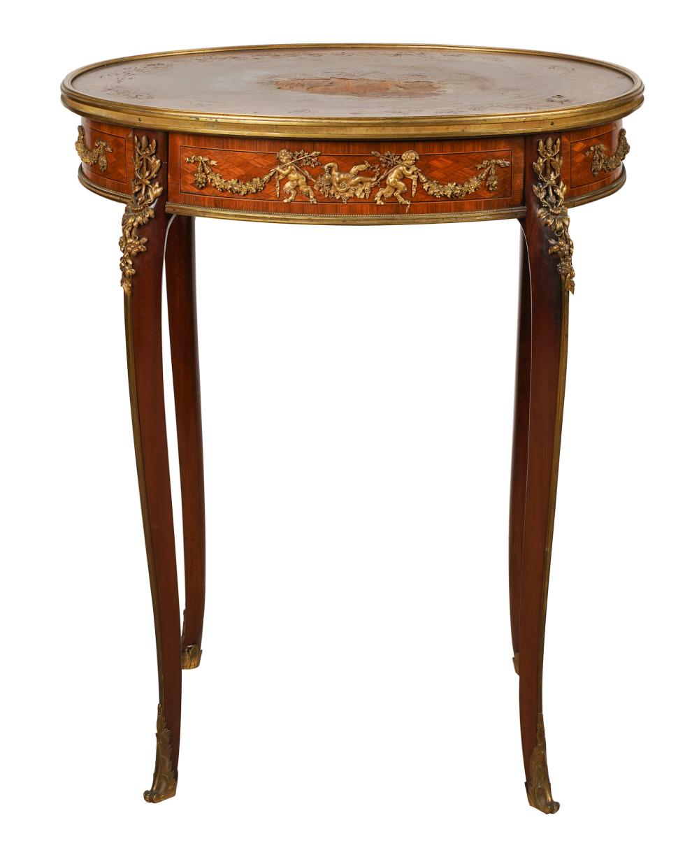 LOUIS XV STYLE MARQUETRY SIDE TABLEoval  330cf9