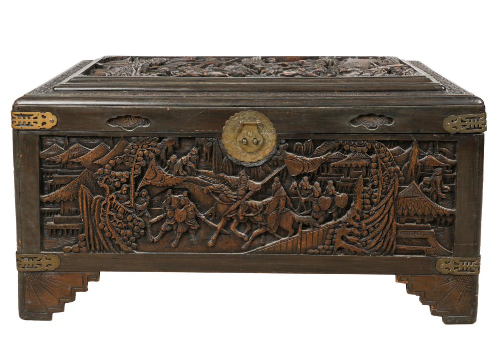 CHINESE CARVED CAMPHOR WOOD CHESTwith 330d09