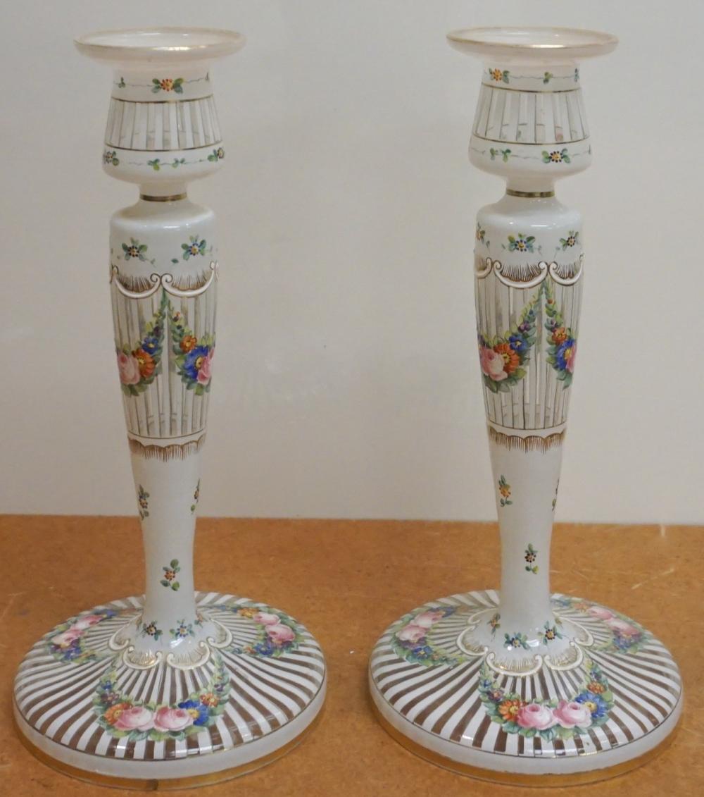 PAIR OF CONTINENTAL ENAMEL DECORATED