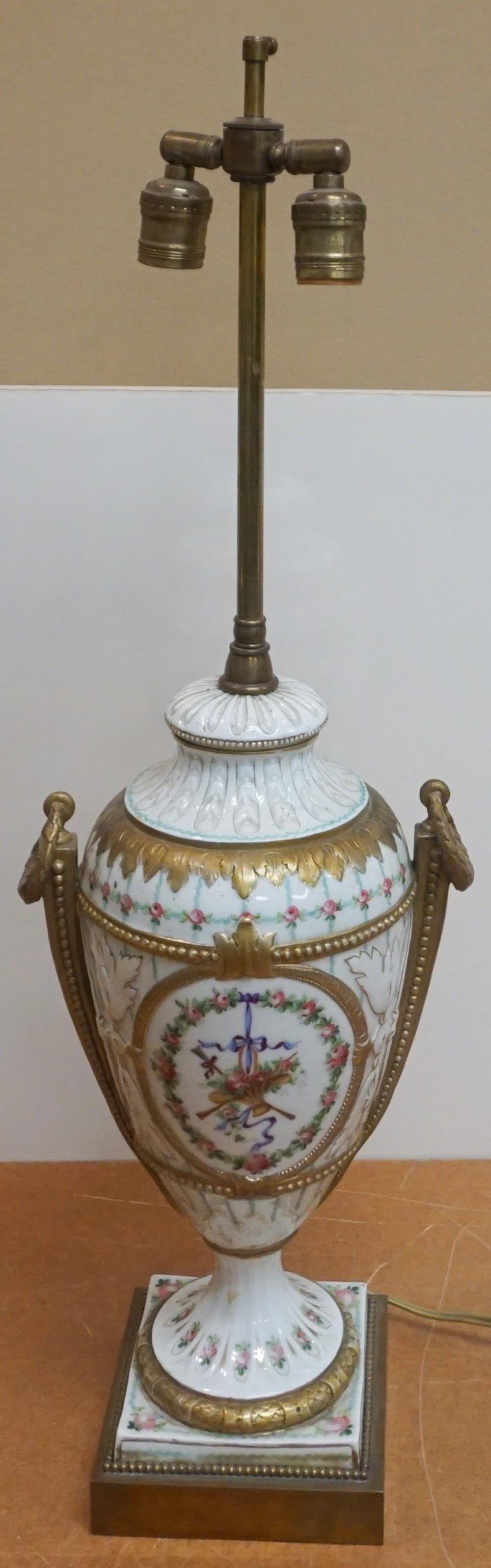 SEVRES-TYPE BRASS MOUNTED FLORAL