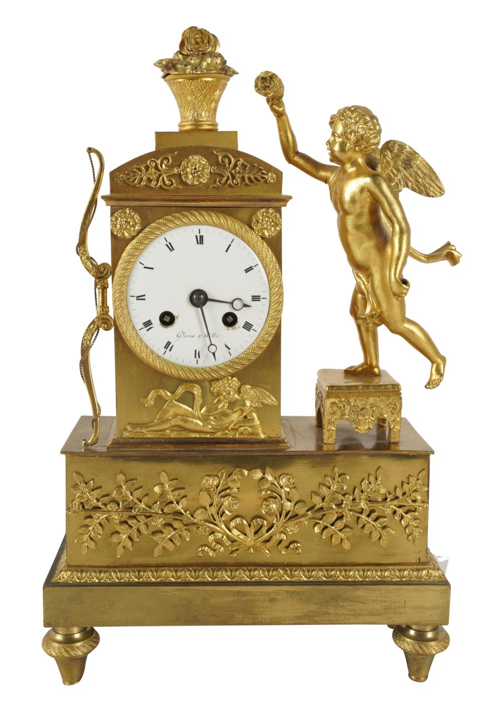 GILT BRASS MANTEL CLOCKthe dial signed