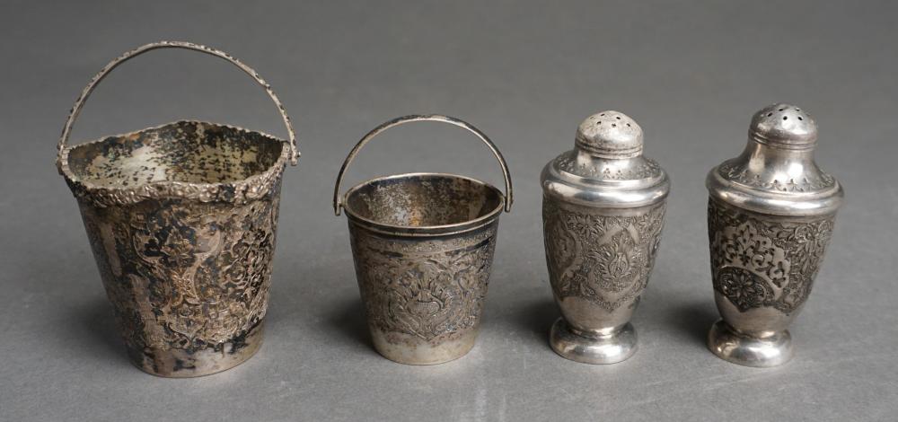 TWO PERSIAN CHASED 840-SILVER SHAKERS