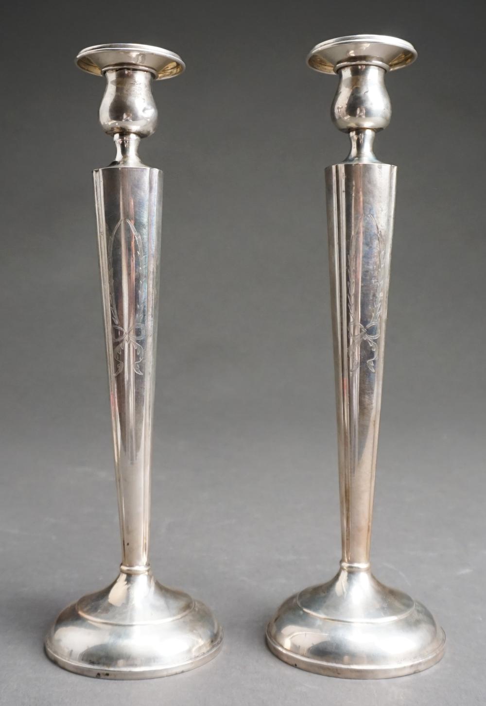PAIR WEIGHTED STERLING SILVER CANDLESTICKS  330dbb