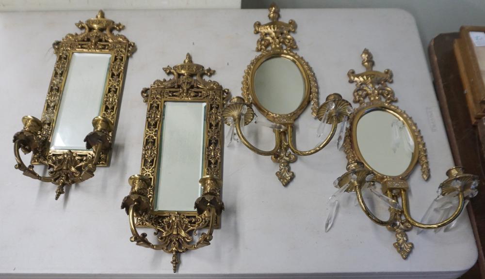 TWO PAIRS OF BRASS WALL SCONCESTwo 330e84