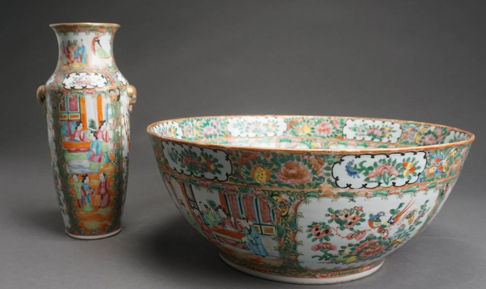 CHINESE ROSE MEDALLION PUNCH BOWL