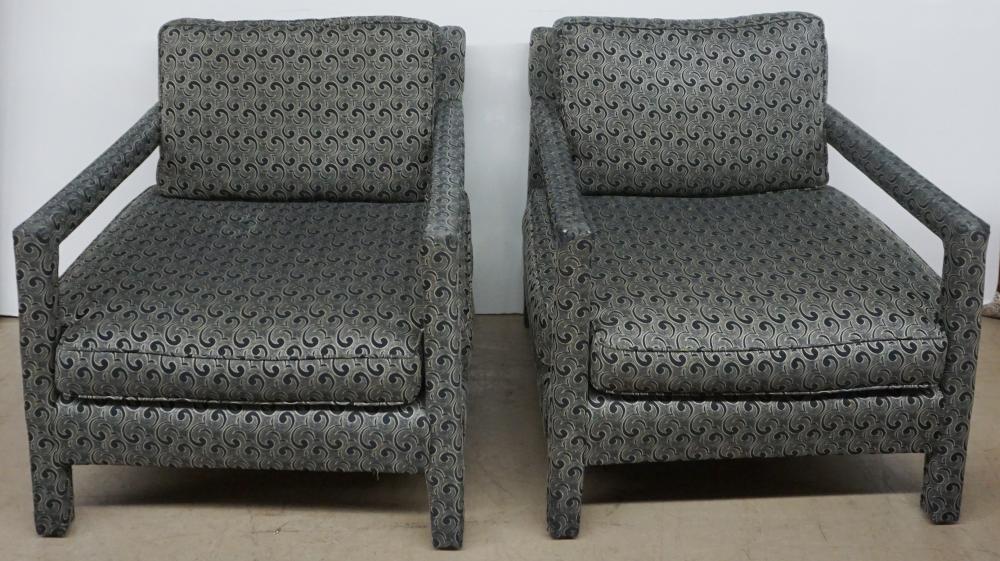 PAIR CONTEMPORARY UPHOLSTERED ARMCHAIRS 330f08