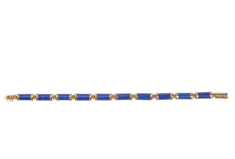 14 KARAT YELLOW GOLD & DYED LAPIS