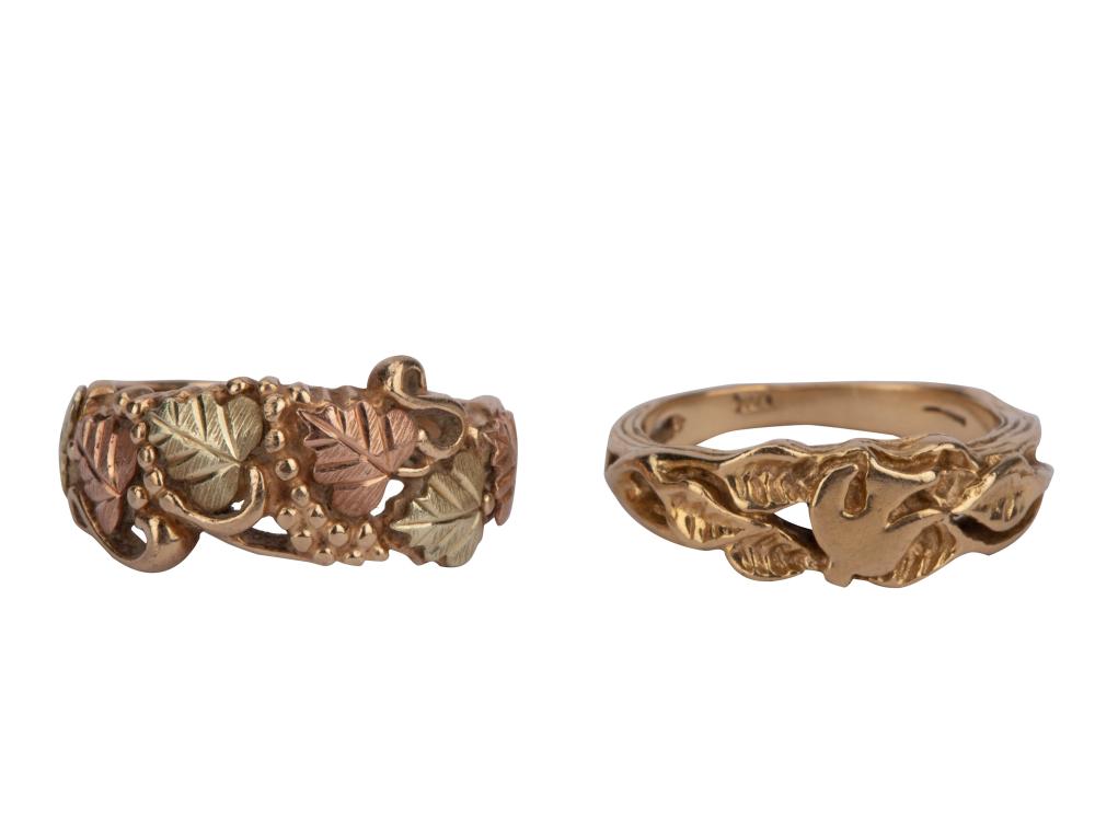 TWO YELLOW GOLD BAND RINGScomprising