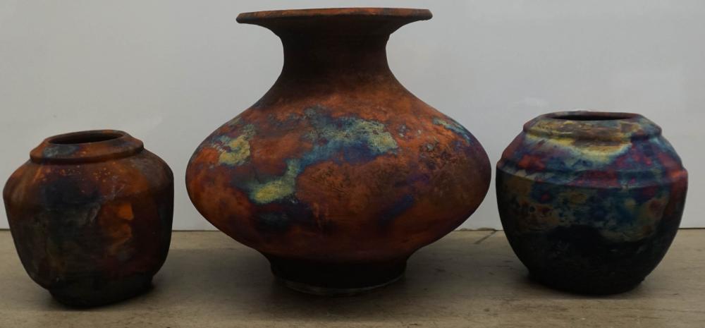 THREE CONTEMPORARY POTTERY VASES  330fa1