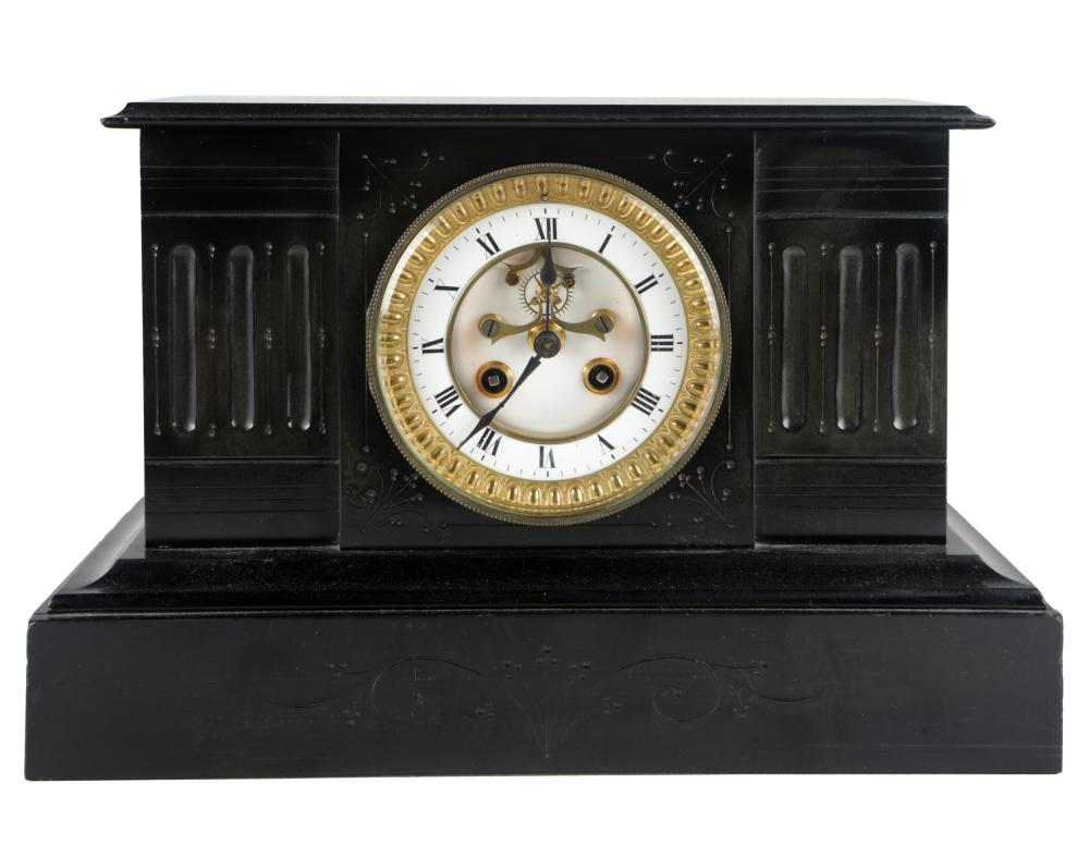 SLATE MANTEL CLOCKunsigned; 13 1/4 inches