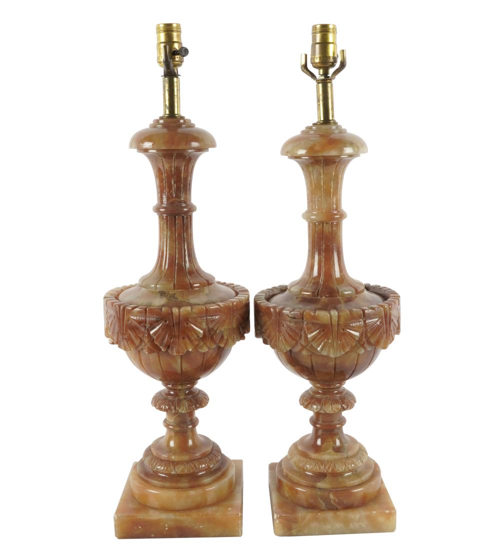 PAIR OF CARVED ONYX TABLE LAMPSeach 331049