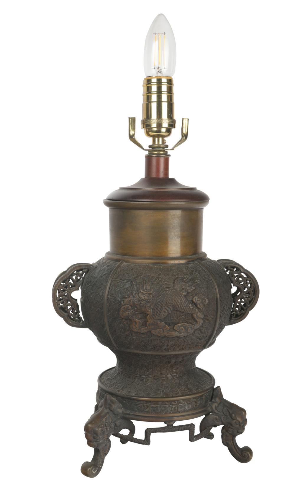 CHINESE BRONZE URNmounted as a