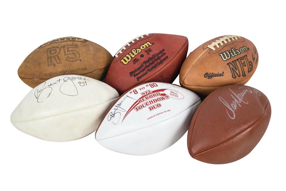 GROUP OF SIX SIGNED FOOTBALLScomprising 331058