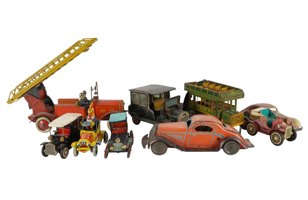 GROUP OF PAINTED METAL TOY CARS & TRUCKScomprising