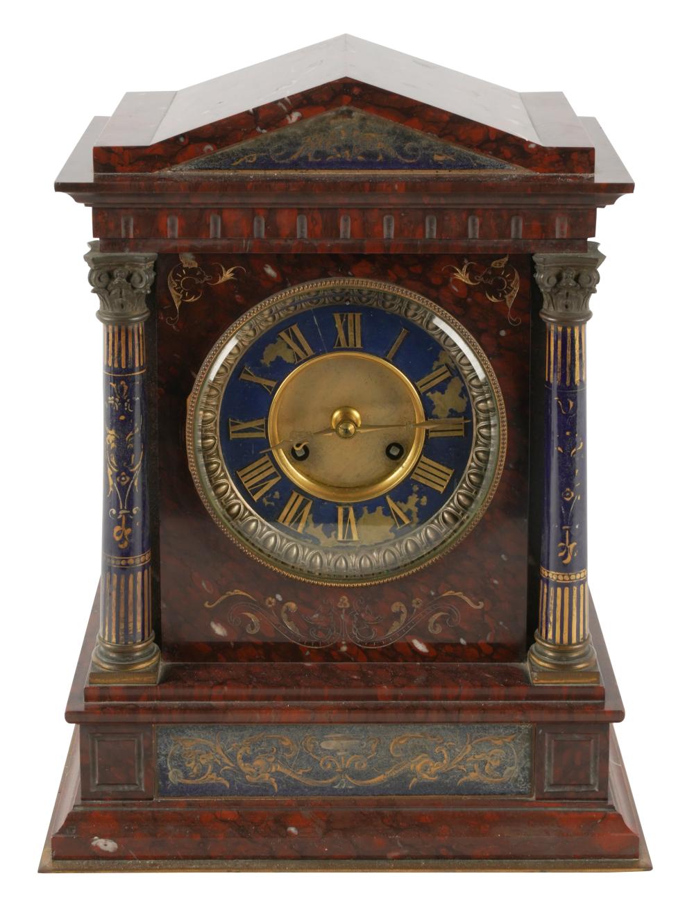 ROUGE MARBLE MANTEL CLOCKthe dial 33110d