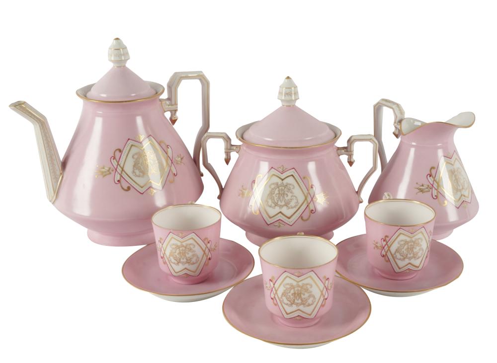 LIMOGES-STYLE PINK-GROUND PORCELAIN