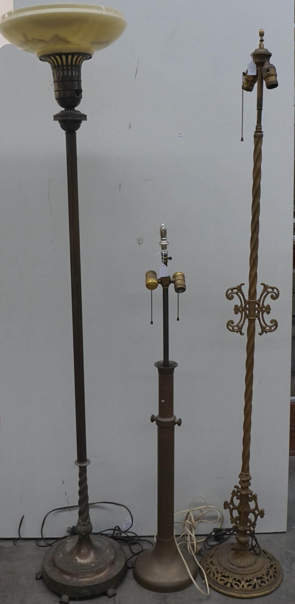 BRASS TORCHIERE FLOOR LAMP GILT 3311c9