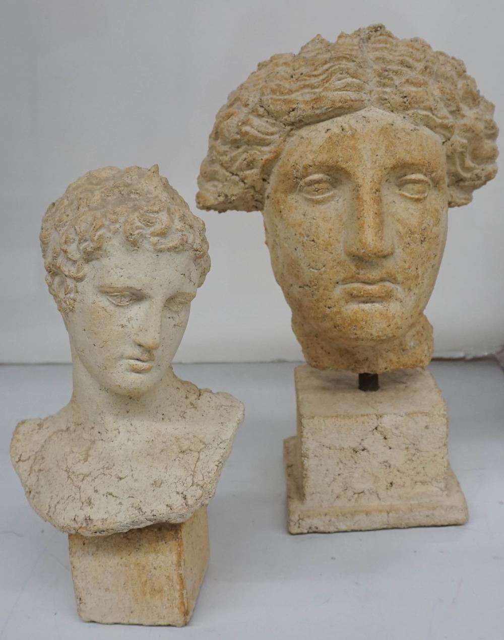 TWO MUSEUM COPY PLASTER BUSTS OF