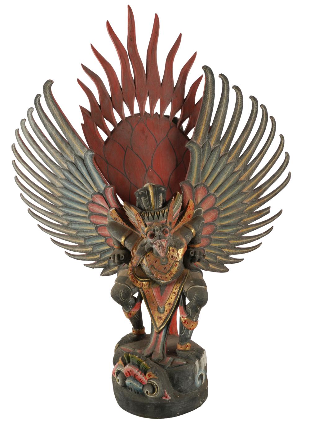 CARVED PAINTED WOOD GARUDA FIGUREwith 33120c