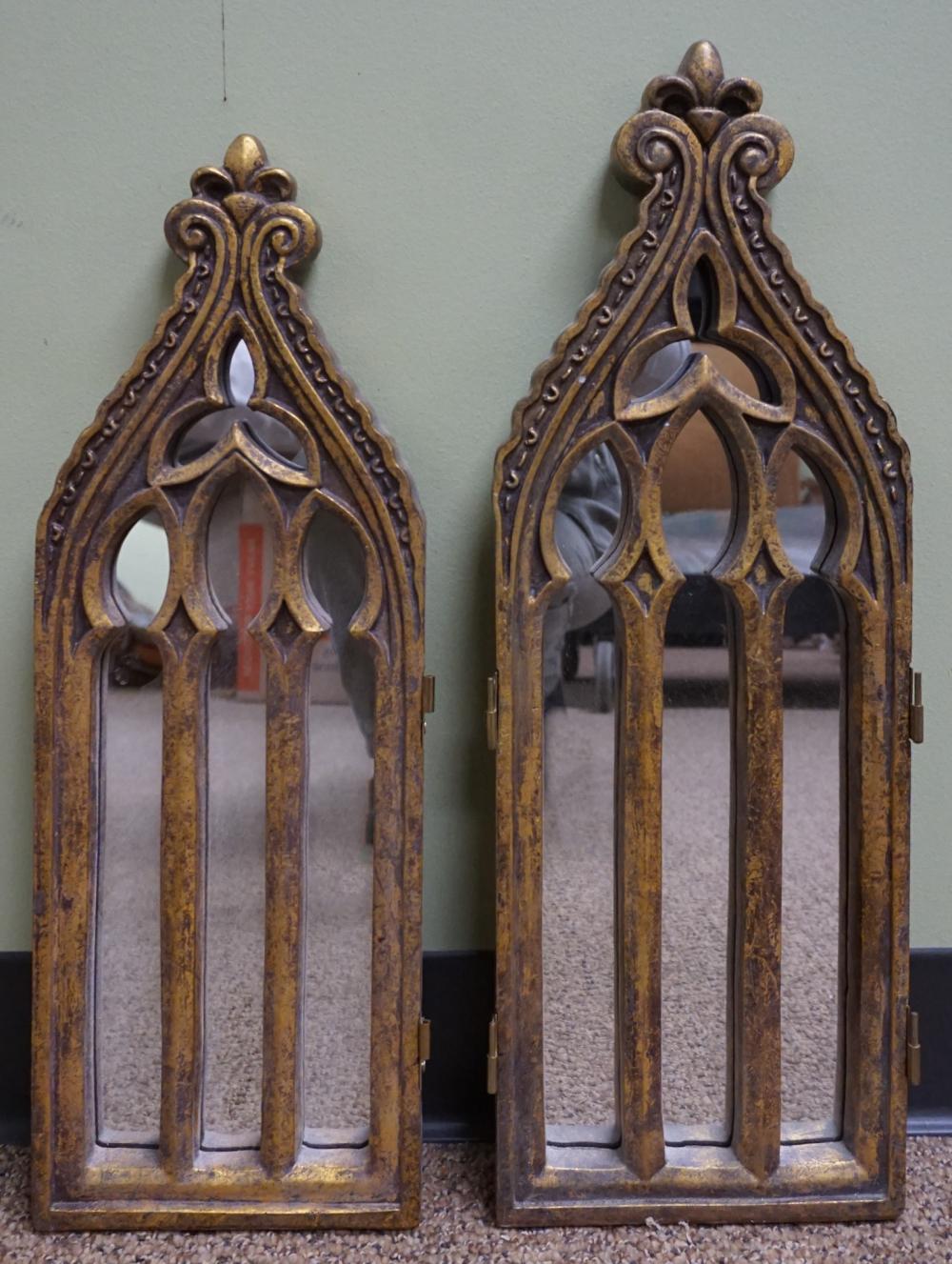 TWO GOTHIC STYLE PARCEL GILT MIRRORS  3312d0