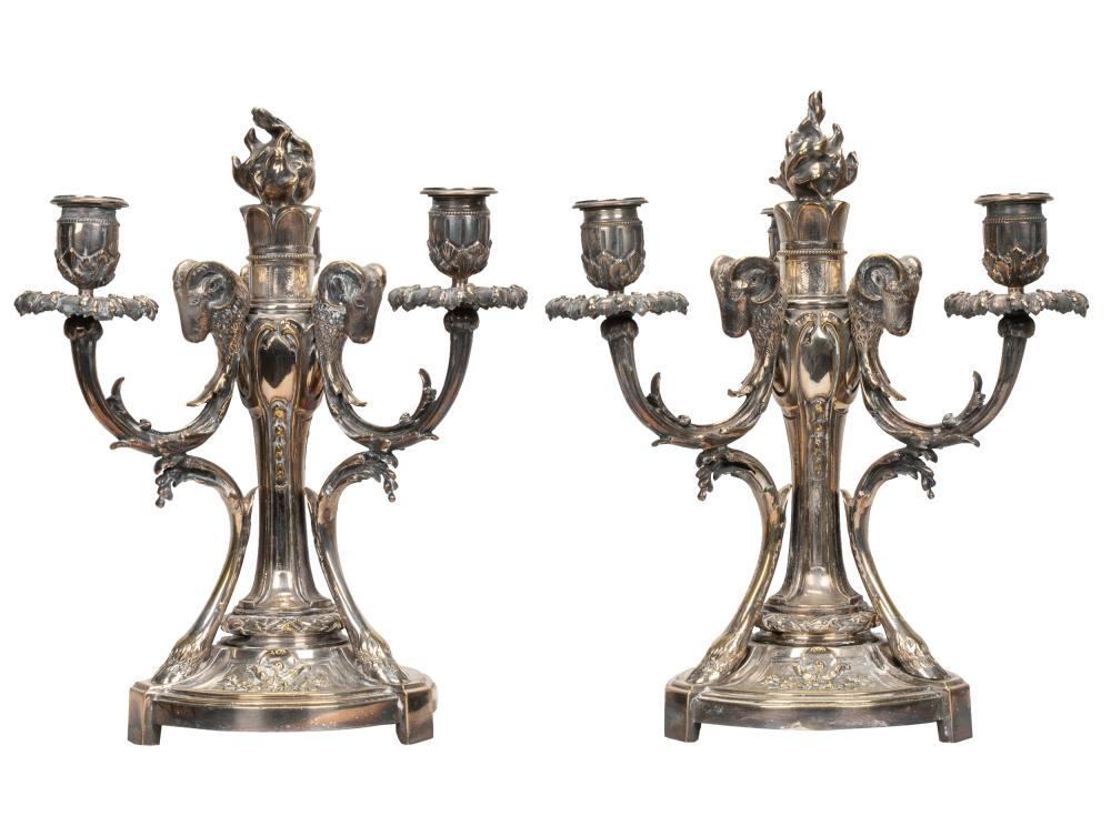 PAIR OF NEOCLASSICAL SILVERED BRONZE 3312ee