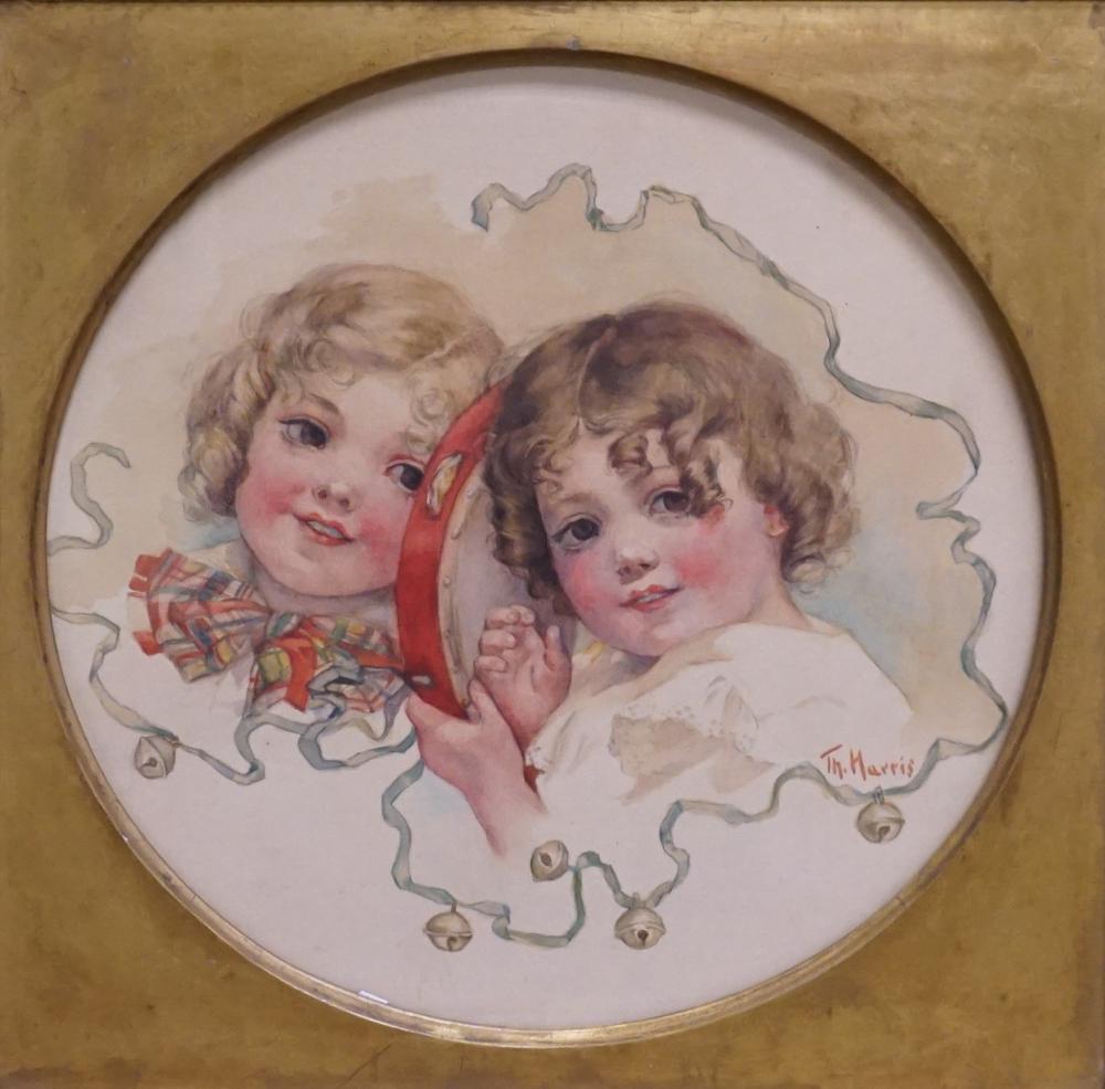 HARRIS, TWO YOUNG GIRLS, WATERCOLOR