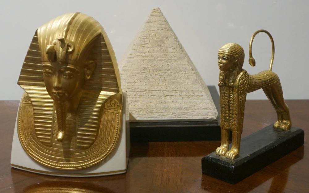 THREE ANCIENT EGYPTIAN THEMED TABLE