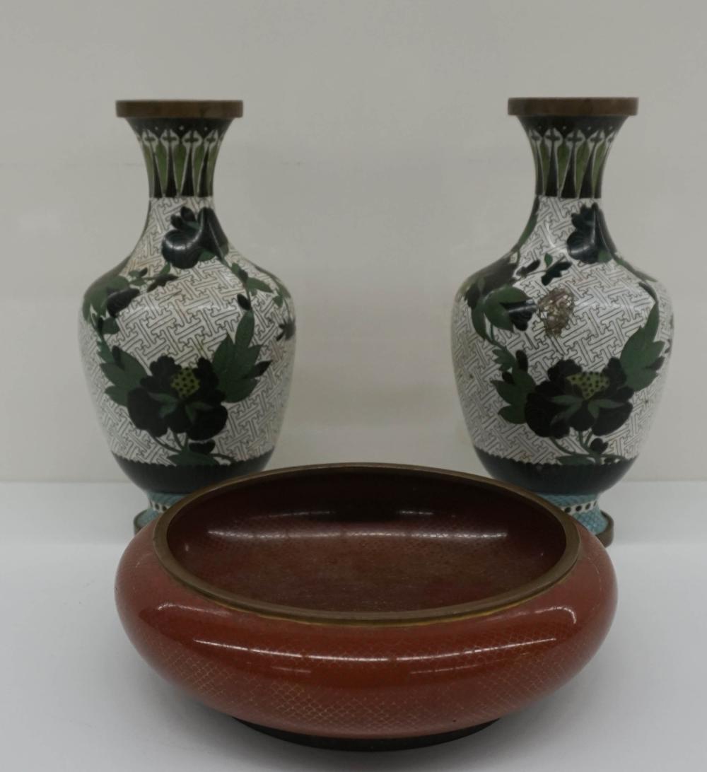 CHINESE CLOISONNE BULB BOWL AND