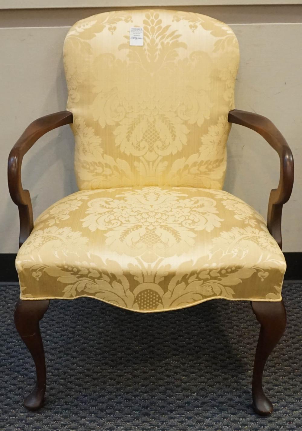 QUEEN ANNE STYLE MAHOGANY AND YELLOW
