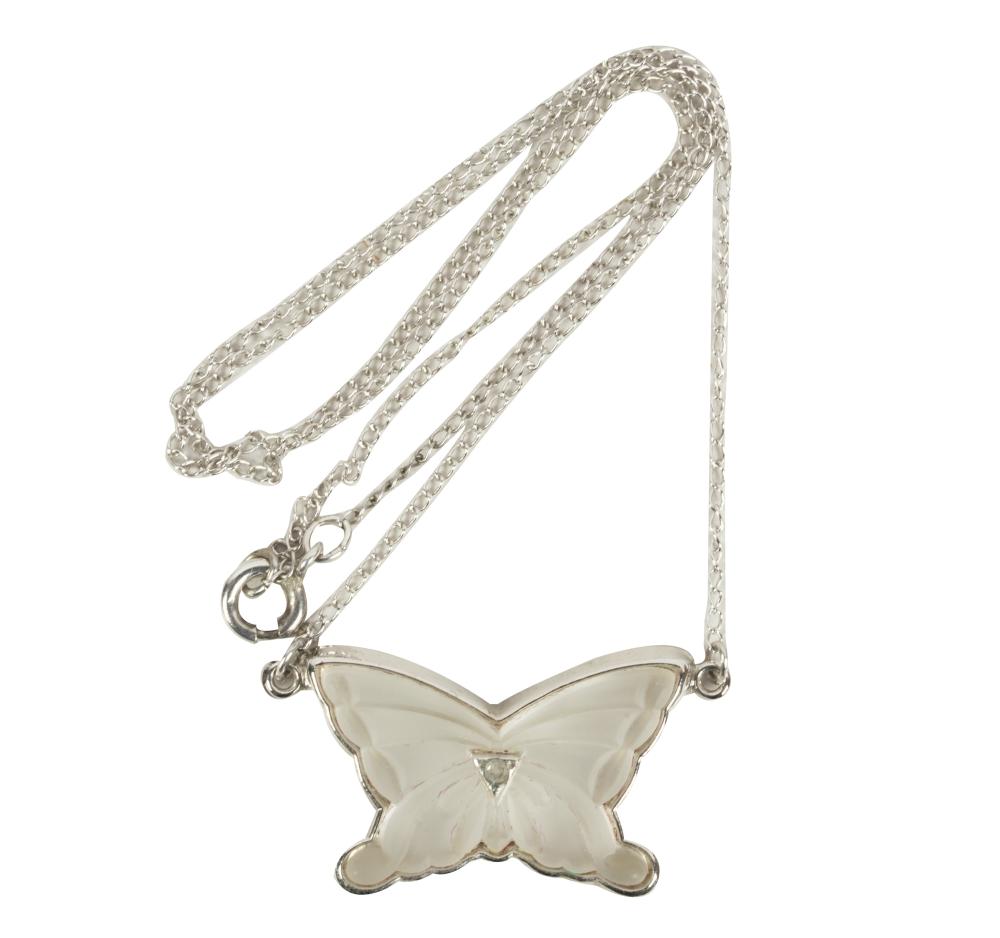ROCK CRYSTAL & DIAMOND BUTTERFLY NECKLACEcontaining