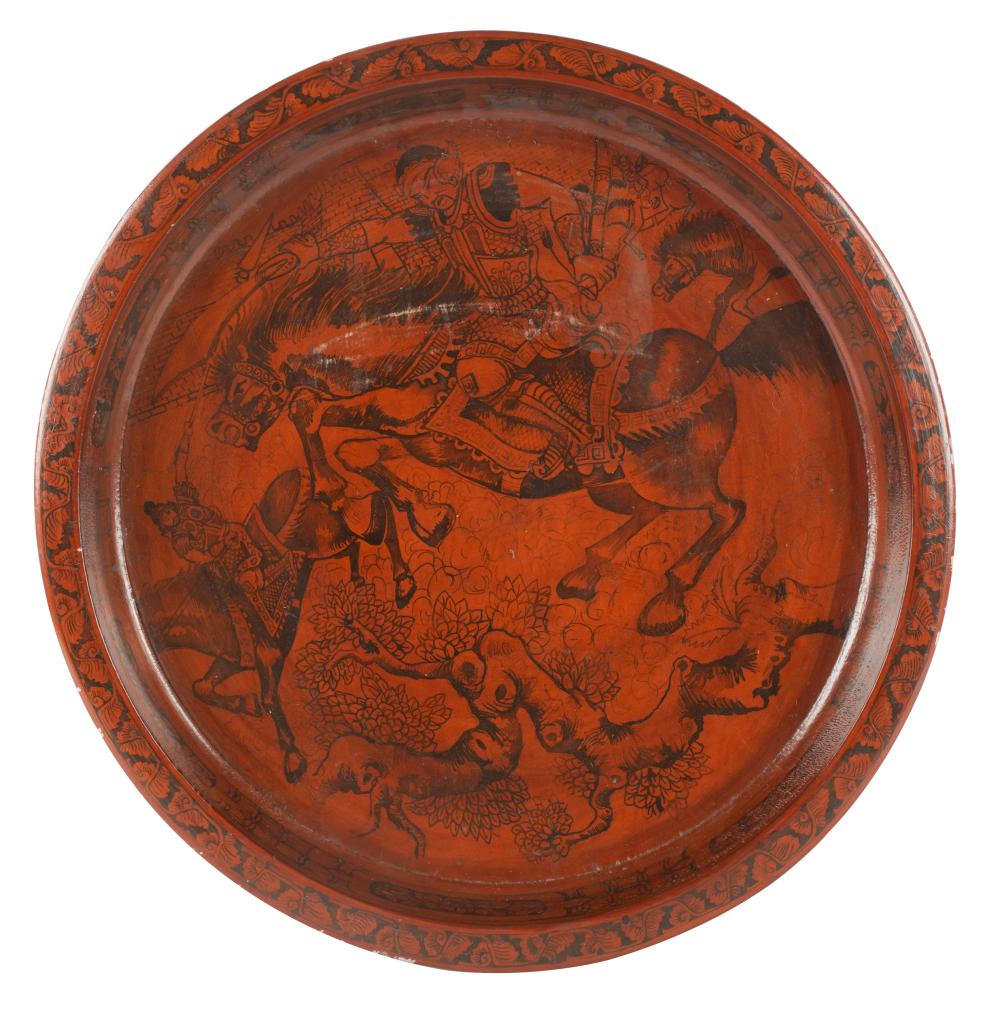 CHINESE LACQUERED ROUND TRAYdecorated