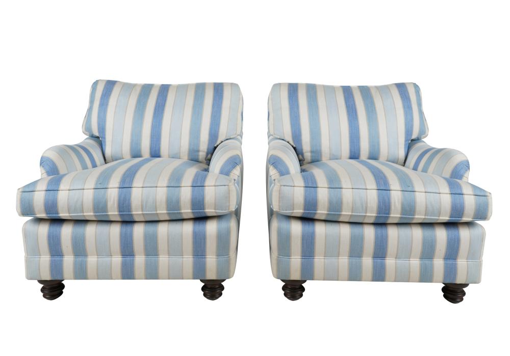 PAIR OF STRIPED CLUB CHAIRSmanufacturer 331408