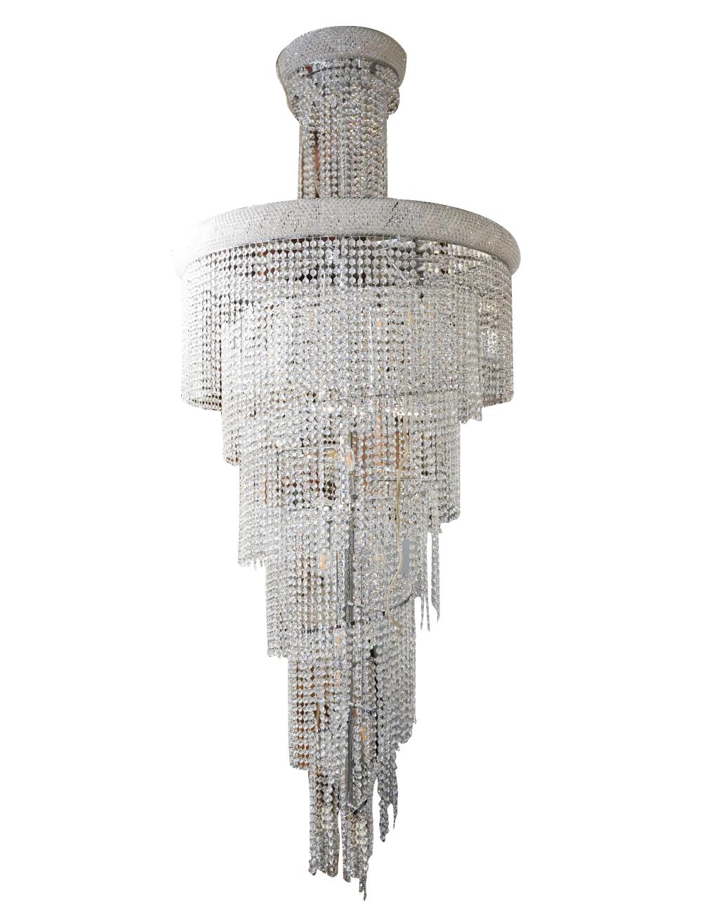 CHROME BEADED GLASS CHANDELIERapproximately 331417