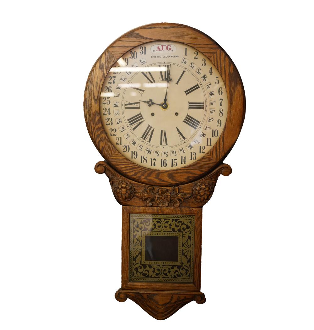 OAK REGULATOR WALL CLOCKthe dial signed