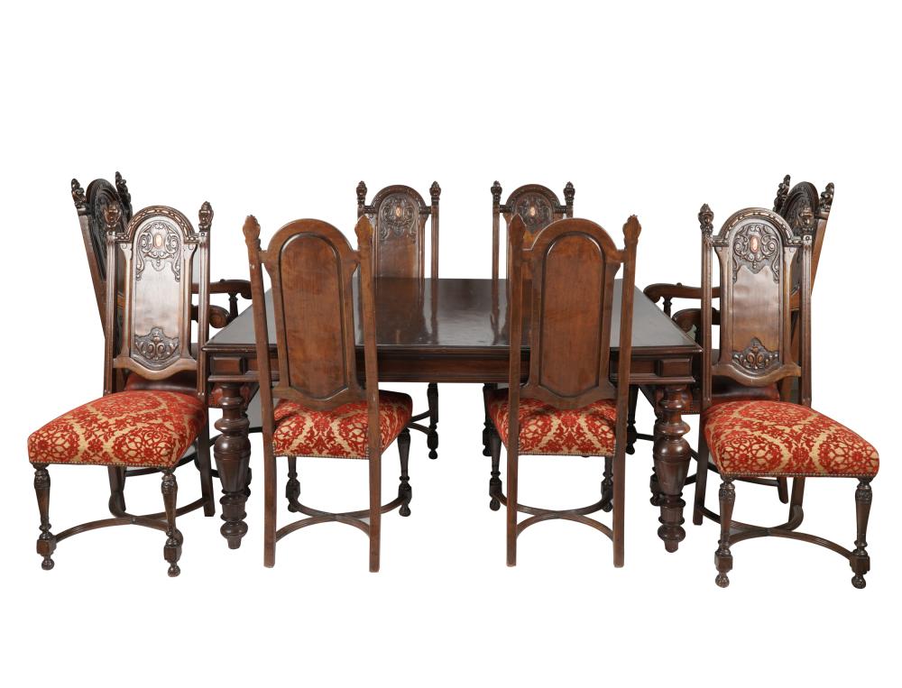 JACOBEAN REVIVAL MAHOGANY DINING