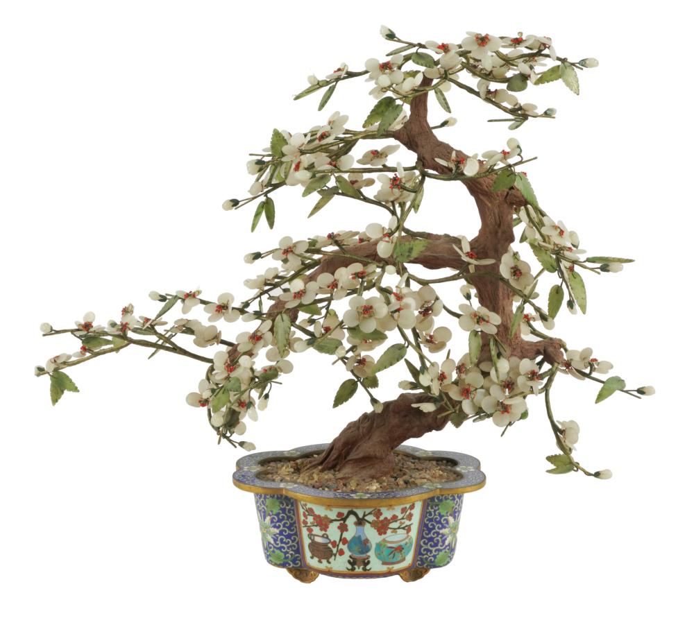 CHINESE MINERAL TREEon cloisonne 33142d