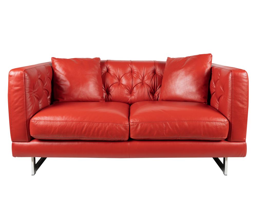 NATUZZI RED LEATHER CHROMED METAL 331473