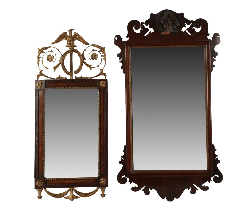 TWO MAHOGANY WALL MIRRORSthe smaller 3314b2