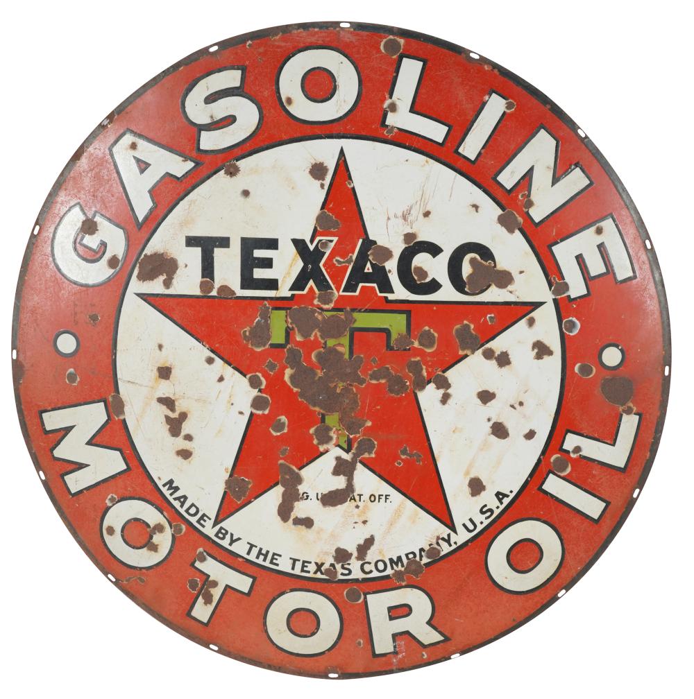 TEXACO GASOLINE MOTOR OIL SIGNpainted 3314d8