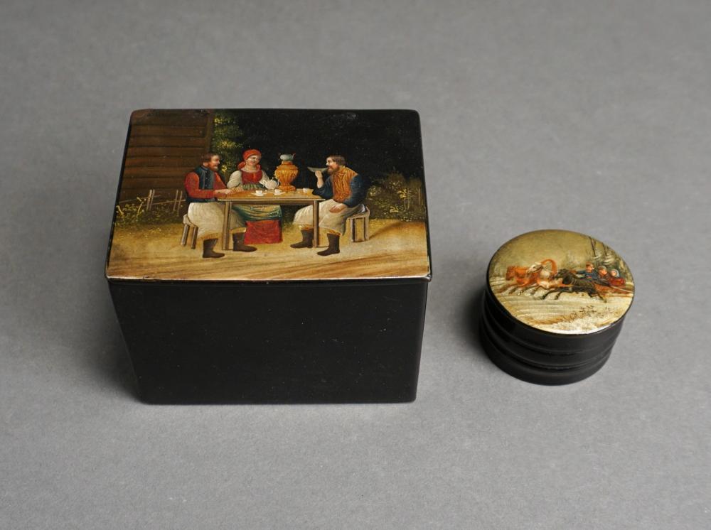 RUSSIAN LACQUER TEA CADDY 19TH 3315a0