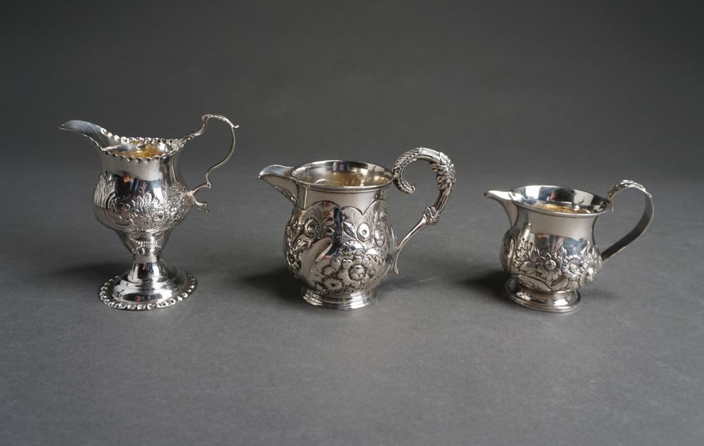 THREE ENGLISH STERLING SILVER CREAM